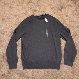Tommy Hilfiger Sweater Mens XL Gray Pullover Long Sleeve Logo Casual